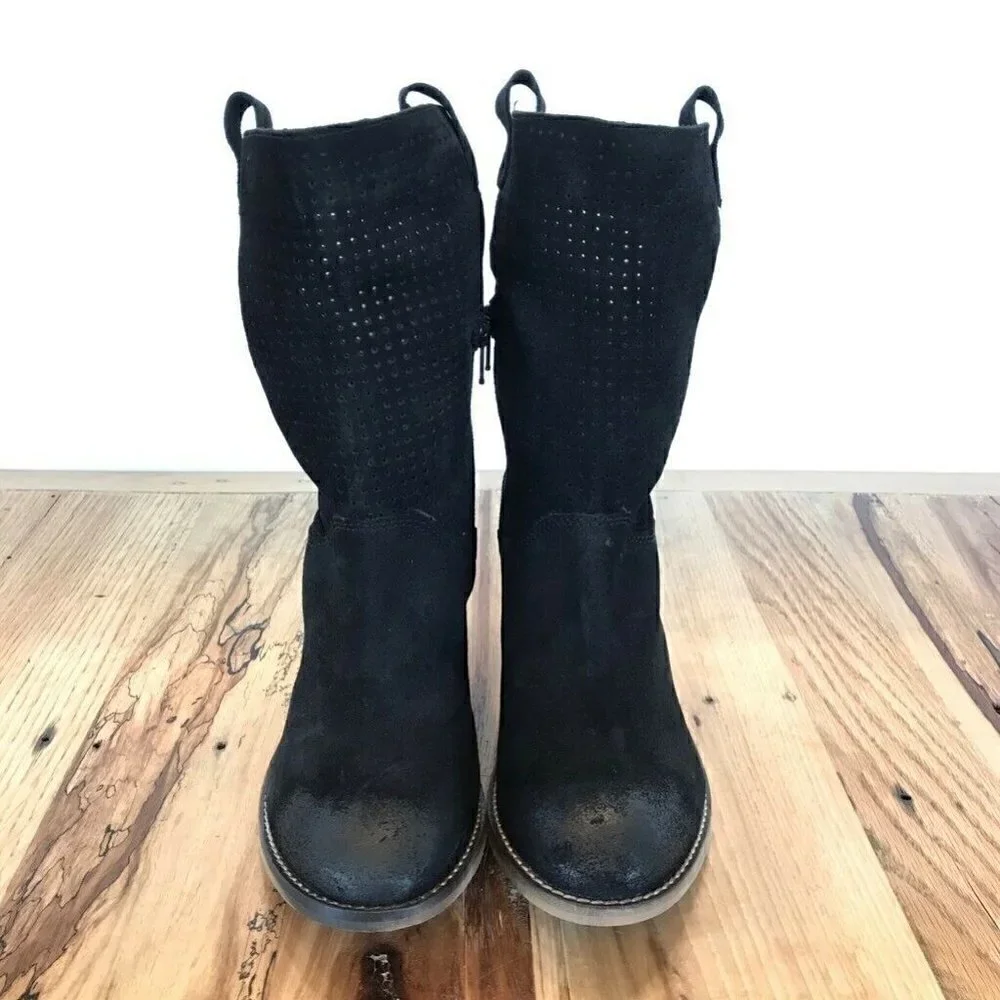 Rebels Ankle Boots Booties Black Suede Studs 6